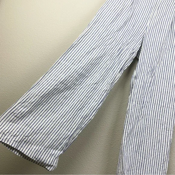 Madewell Women's 8 The Harlow Wide-Leg Pant in 100% Linen Bluestone Stripe White - Picture 6 of 16